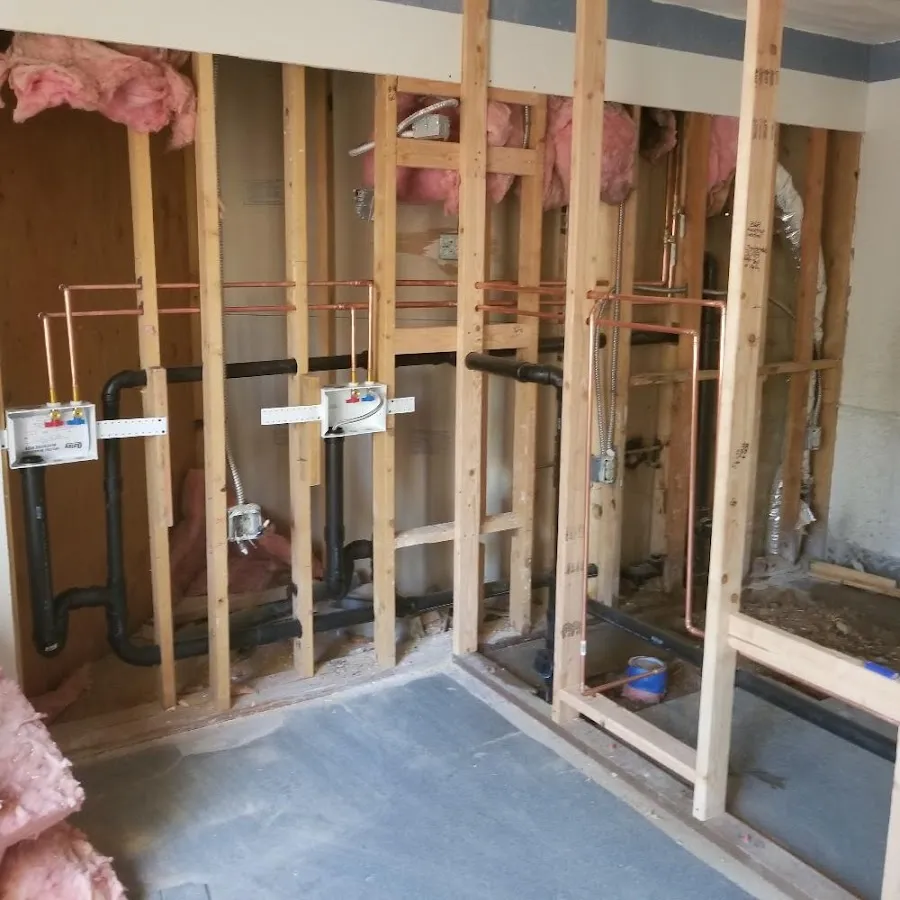 Copper pipe rough-in and plumbing installation in Evanston